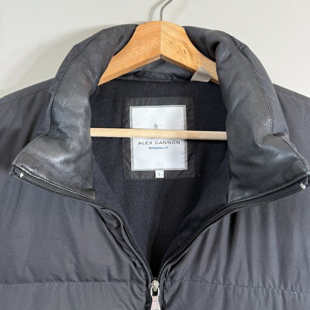 Alex Cannon Down Waterfowl Feather Puffer Vest Jacket Men's Large Black Full Zip - Picture 7 of 15